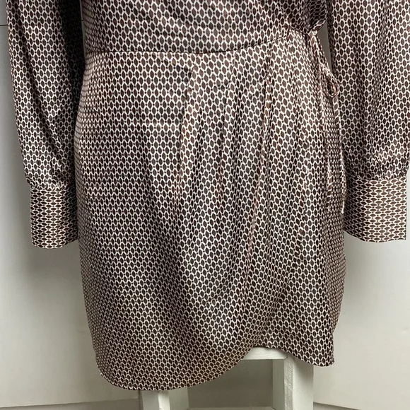 Abercrombie & Fitch Pleated Front Wrap Curve Front Long Sleeve Dress Sz Large P - Picture 6 of 17
